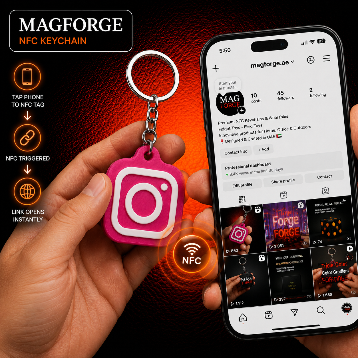 NFC Enabled Social Media Keychain - MAG-NFC-004 - MAG-NFC-004 (1)