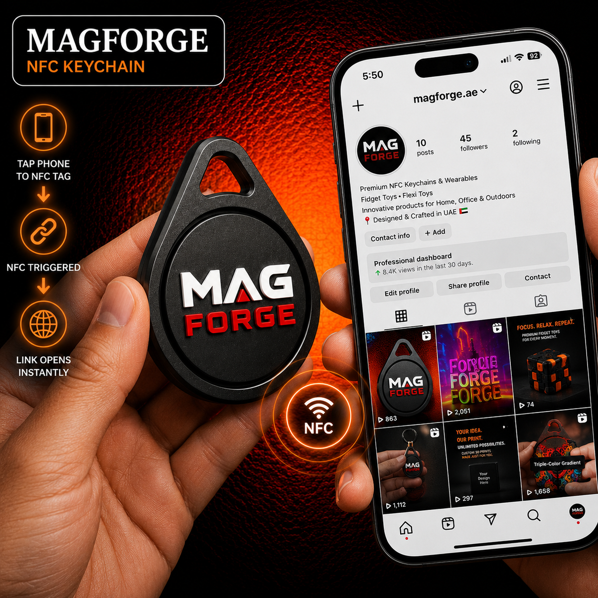 Custom Logo Drop Shaped NFC Tag Keychain - MAG-NFC-005 - MAG-NFC-005 (1)