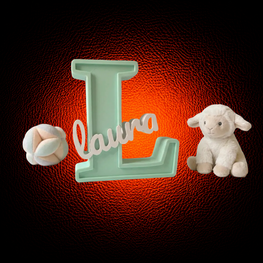 Personalized Framed Name Initial with Interlocked Custom Nameplate - MAG-PRS-010 - MAG-PRS-010 (1)