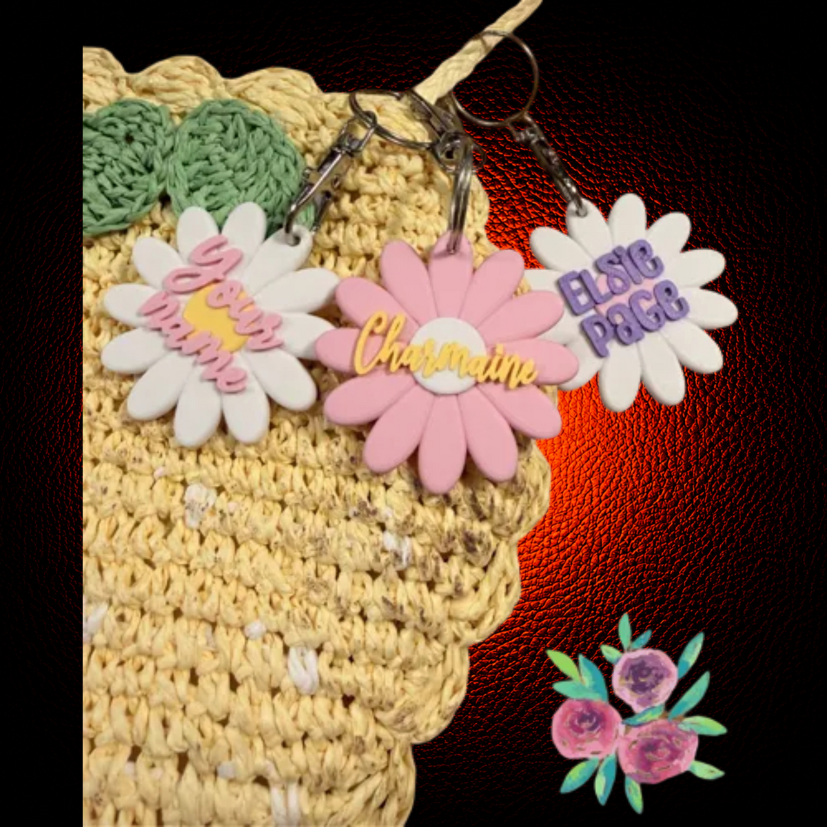 Custom Name Flower Keychain - MAG-PRS-011 - MAG-PRS-011 (2)