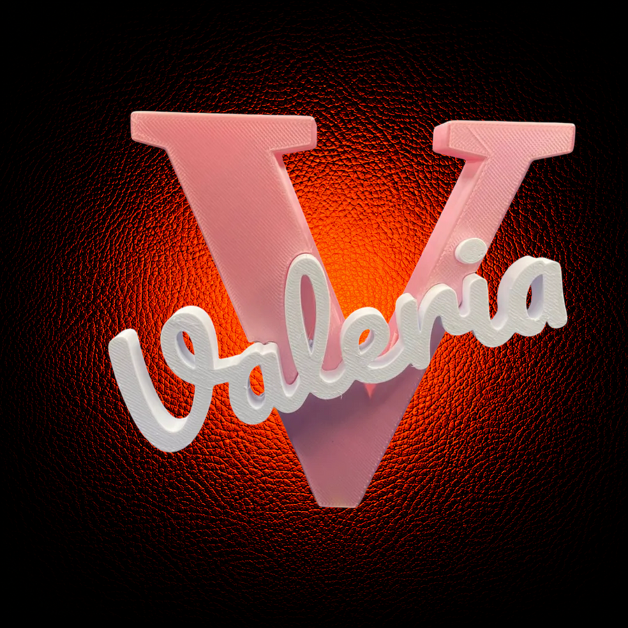 Personalized Name Initial with Interlocked Custom Nameplate - Tilted - MAG-PRS-017 - MAG-PRS-017 (1)