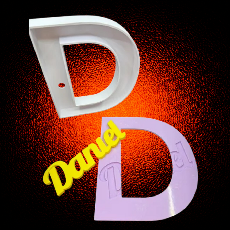 Personalized Name Initial & Interlocked Custom Nameplate with LED Light - Tilted - MAG-PRS-021 - MAG-PRS-021 (2)