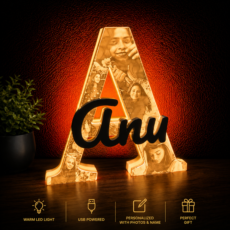 Personalized Lithophane Custom Photo & Name Initial with Name and LED Light - MAG-PRS-025 - MAG-PRS-025 (1)