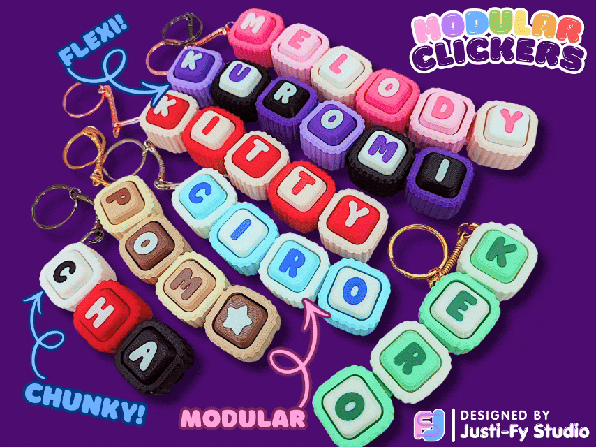 Articulated Flexible Custom Text & Emoji Modular Fidget Clicker